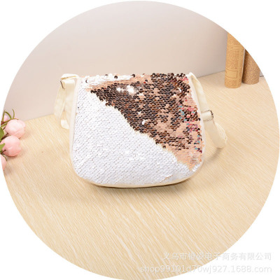 New Kid's Messenger Bag Sequin Fashion Pu Casual Shoulder Bag Kindergarten Backpack Foreign Trade Cute Multi-Color Optional