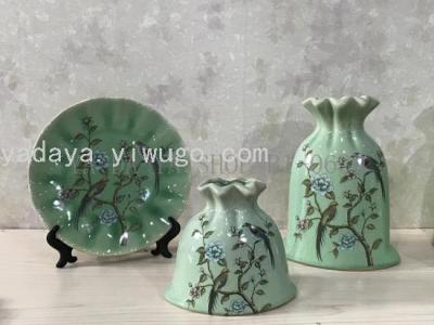 Three-Piece Modern Minimalist Ceramic Vase Storage Ideas Coffee Shop Flower Shop Soft Decoration Home Ornament