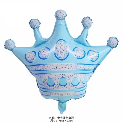 New Crown Blue Aluminum Balloon Five-Star Big Crown Prince Aluminum Foil Balloon Hundred Days Banquet Birthday Party Layout