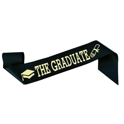 New Exclusive for Cross-Border Graduation Season Etiquette Strap Black Satin Cloth Doctorial Hat Series Graduation Party Birthday Shoulder Strap