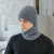 Tumai New 100% Wool Vertical Bar-Cap + Bandana Solid Color Outdoor Keep Warm Knitted Hat Fashion All-Match Wool Cap