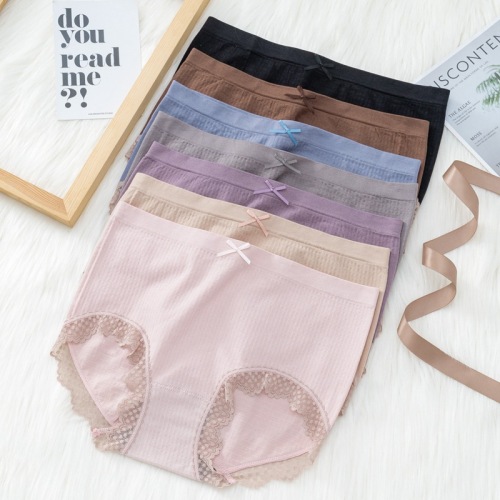modal mid-high waist women‘s underwear graphene cotton crotch seamless seamless lace edge breathable pants