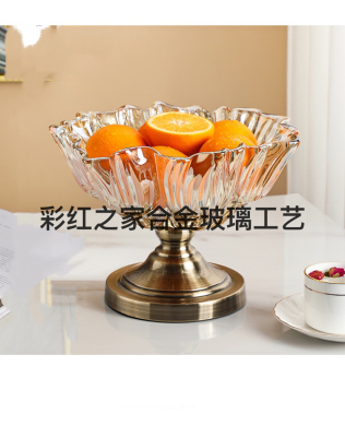 Affordable Luxury Style Fruit Plate Crystal Glass European Fruit Plate Living Room Coffee Table Luxury American and European Style Household Modern Creative Art