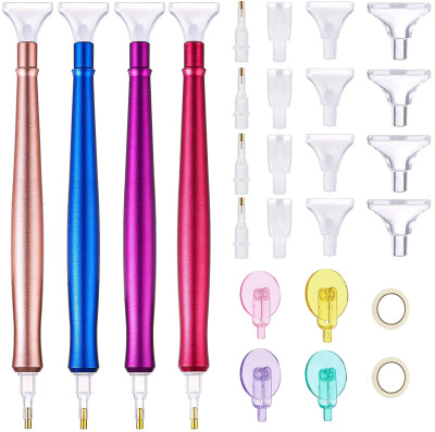 Diamond Painting Tools Spot Drill Pen Diamond Brush Spot Drill Kit Alloy Color Double-Headed Diamond Painting Spot Drill Pen