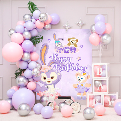 Factory Wholesale Girls Children Baby 1 Year Old Birthday Decoration Scene Layout Full Moon Hundred Days Banquet Theme Back