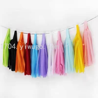 Balloon Tassel Ribbon Decoration Birthday Paper Fringe Ribbon Garland Color Bar Wedding Romantic