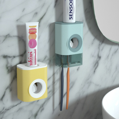 Manual Toothpaste Dispenser Wall-Mounted Punch-Free Toothpaste Toothbrush Rack Lazy Toothpaste Automatic Squeezing Machine