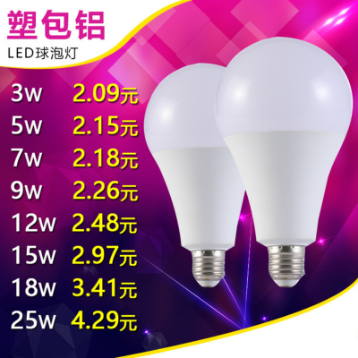 LED Bulb Plastic-Coated Aluminum Bulb Bulb 3 LEDs Lamp Beads Energy Saving Bulb