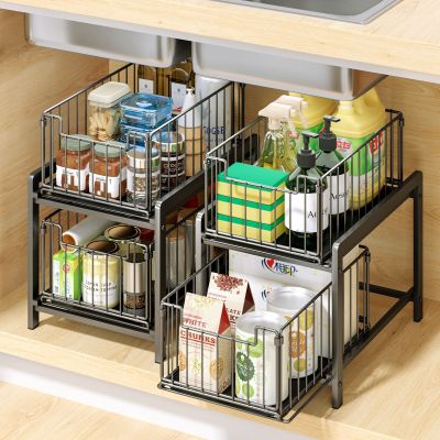 Sink Rack Cabinet Storage Rack Multi-Layer Removable Pull-out Kitchen Countertop Sundries Sink Storage Rack