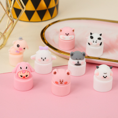 PVC Soft Glue Pen Sleeve Cute Cartoon Pen Head Nail Polish Lip Balm Sets Silicone Gel Pen Accessories Pencil Grip