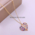 Europe and America Cross Border Fashion Women Ornament Micro Inlaid Zircon Plating Real Gold Geometric Pendant Clavicle Chain Love Necklace H