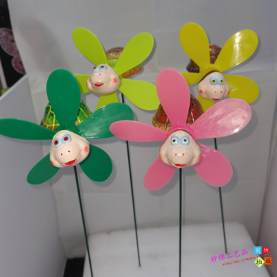 Multi-Color Shaking Head Windmill Turtle Garden Twig Cutting Garden Ornament Decoration Crafts