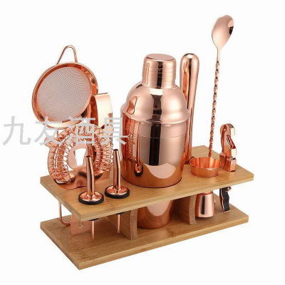Stainless Steel Bartender 11-Piece Electroplated Gold Cocktail Set Internet Celebrity Home Bar Tool Combination Kit