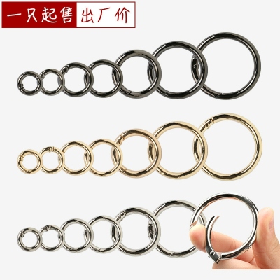Factory Cross-Border Zinc Alloy Spring Coil Metal Broken Ring Keychain Bag Hardware Accessories Ring Buckle Wholesale