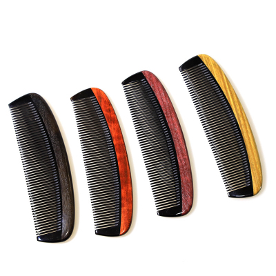 Factory Direct Sales Natural Log Material Green Sandalwood Violet Chacate Preto Horn Comb Moon-Shaped Comb