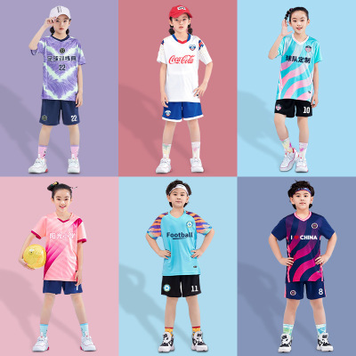 Children's Football Uniforms Suit Primary School Student Football Training Suit Summer Children Sports Team Uniform Short Sleeve Jersey