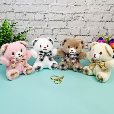 New Cute Internet Celebrity Teddy Bear Keychain Handbag Pendant Bow Tie Bear Plush Doll Hanging Ornament Gift