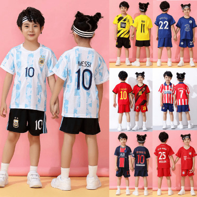 20-21 Barcelona Children's Jersey No. 10 Massey Juventus Children's Clothing No. Soccer Uniform Suit 7 C Luo Boy