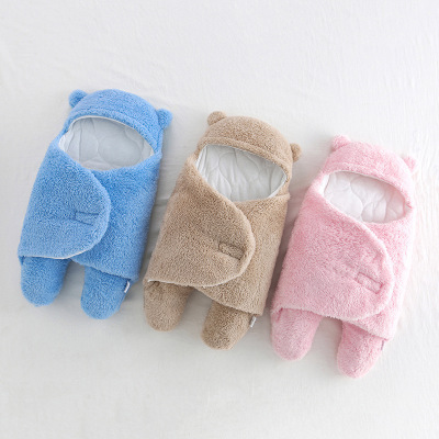 Baby Baby's Blanket Autumn and Winter Thick Lambskin Package Quilt Newborn Baby Anti-Shock Swaddling Baby Newborn Blanket Mother and Child