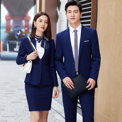 Men's and Women's Suit Set as in Same Style Fashion Temperament College Student Interview Formal Wear Work Clothes Bank Insurance Sales Work Clothes