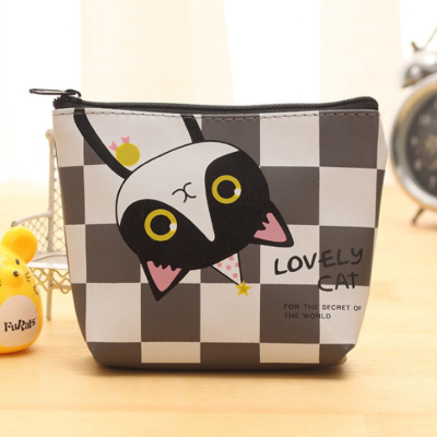 New Korean Style Cartoon PU Leather Zipper Coin Purse Cute Cartoon Cat Clutch Coin Bag Key Case