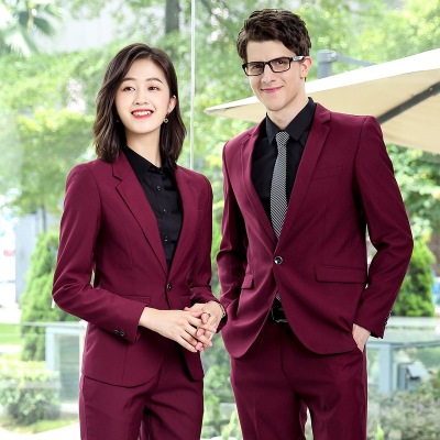 Business Wear Men's and Women's Same Style 2021 Spring and Autumn Suit White Collar Women's Suit 4S Store Insurance Hotel Manager Overalls