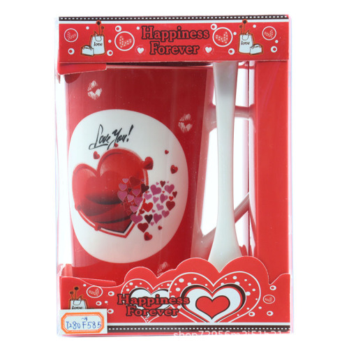 valentine's day cup ceramic mug large-capacity water cup creative couple pot sets with handle spoon gift