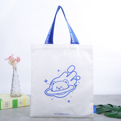 Blank Pure Cotton Canvas Bag Cotton Shopping Bag Customized Cotton Cloth Bag Silk Screen Printing Logo Can Receive Urgent Orders