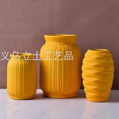 Gao Bo Decorated Home New Morandi Ceramic Vase Three-Piece Set