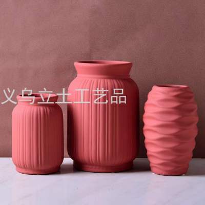 Gao Bo Decorated Home New Morandi Ceramic Vase Three-Piece Set