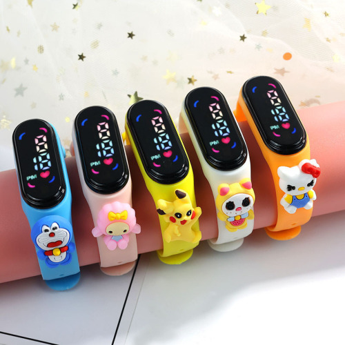 factory direct sales amazon cartoon doll student luminous touch waterproof children led electronic m6 bracelet & watch