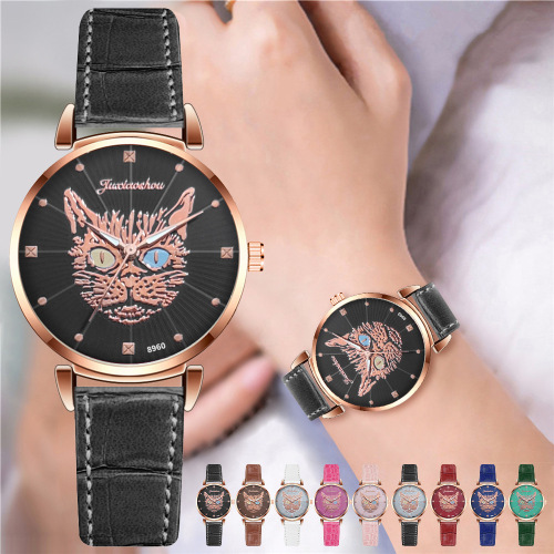 simple women‘s cartoon cat belt quartz watch fashion trend personality women‘s watch gift watch spot
