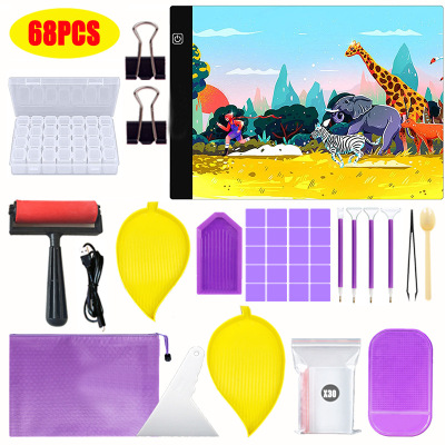 DIY Diamond Painting Tool Set New Leaf Spot Drill Plate Purple Pen Roller 28 Grid Color Points Rhinestone Storage Box