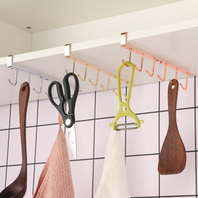 Factory Kitchen Iron Punch-Free Flat Iron Hook Cabinet Storage Hanger Tie Hanger Hook Wardrobe Storage Rack