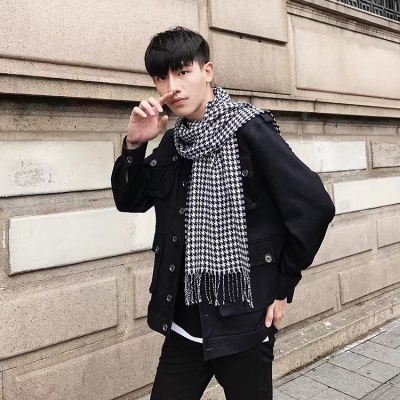 Autumn and Winter Korean European American New Houndstooth Business Classic Casual Men's Scarf Cashmere-like Plaid Scarf