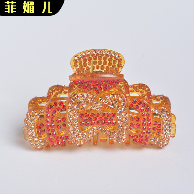 Kaka Barrettes Diamond Headwear Korean Temperament Female Back Head Grip Rhinestone Shark Barrettes Factory Direct Sales