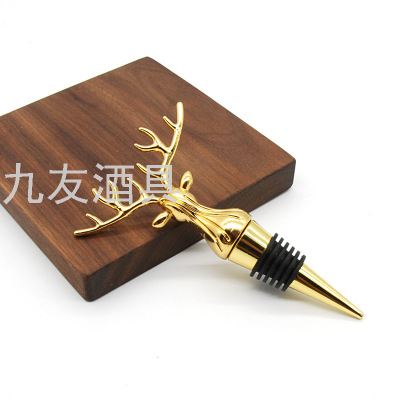 Creative Animal Zinc Alloy Grape Wine Bottle Stopper Gold Silver Metal Deer Head Customized Wine Stopper