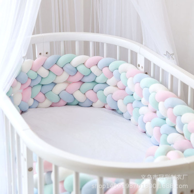 INS Popular Woven Long Knot Ball Four-Strand Twist Braid Bed Fence Pillow Kont Ball Child Bumper Wholesale