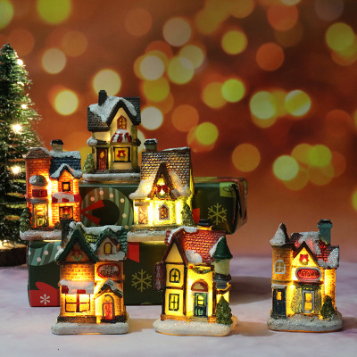 Christmas New Christmas Decorations Resin Small House Micro Landscape Resin House Small Ornaments Christmas Gift