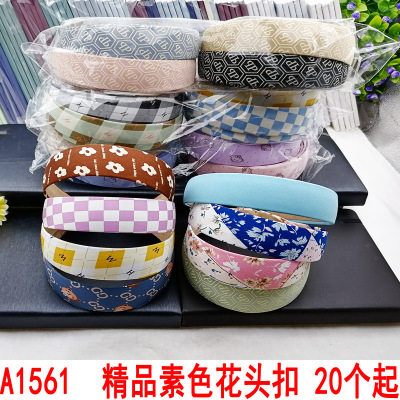 A1561 Boutique Plain Flower Barrettes Head Buckle Hair-Hoop Headband Two Yuan Store