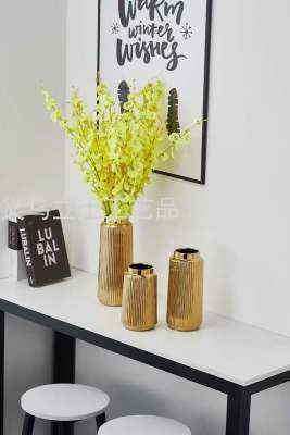 Gao Bo Decorated Home Gold New Ceramic Vase Three-Piece Set