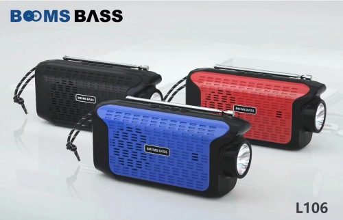 new booms bass l106 bluetooth audio outdoor portable bluetooth speaker with lanyard and flashlight