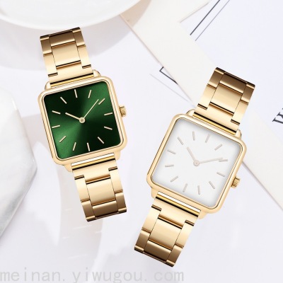 New Women's Steel Belt Quartz Watch Simple Temperament and Fully-Jewelled Watch One Piece Dropshipping