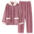 Flannel Pajamas Women Thickening Cardigan Warm Loungewear Simple Coral Fleece Long Sleeve Trousers Multi-Color Pajamas