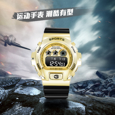 Korean Style Trendy Cool Ins Style Male and Female Middle School Students Internet Celebrity Minimalist Waterproof Sports Luminous Electronic Watch