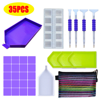 5D Diamond Painting Tools Diamond Pen Set Colorful Zipper Buggy Bag New 10 Grid Storage Box Cross-Border New Product