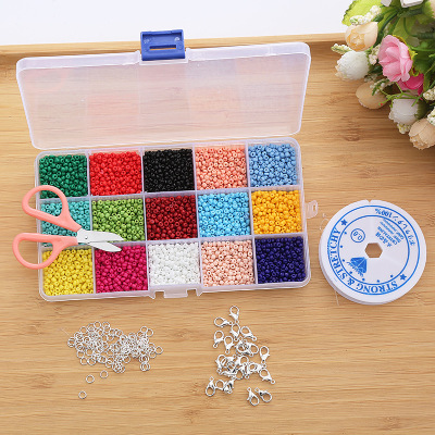 Solid Color Small Rice-Shaped Beads Glass Beads Paint Beads Dyed Beads 15 Color Combination Set Micro Glass Bead DIY Ornament Accessories
