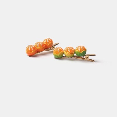 Creative Fun Semi-Peeled Orange Barrettes Cute Girl Side Clip Japanese Fruit Clip Duckbill Clip Hair Accessories Hairpin