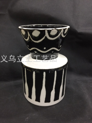 Gao Bo Decorated Home Household Simple Black and White Ceramic Vase