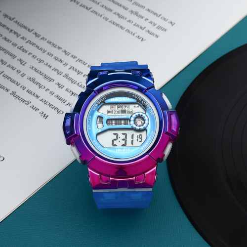 ins style multi-function electronic watch female junior high school student korean fashion gradient color waterproof luminous sports watch male